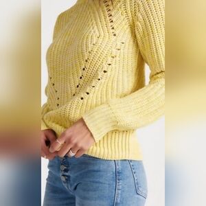 Lucky Brand Chunky Knit Acid Yellow Keylime Pie Green 100% Cotton Sweater M